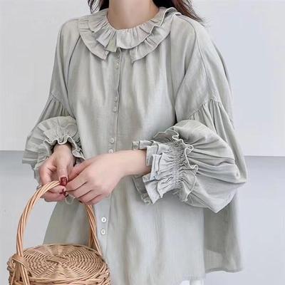 Japanese Fashion Sweet Shirts Women Plus Size Tops Ruffled Shirts Long Sleeve Blouses  Doll Blouses Cute Clothes