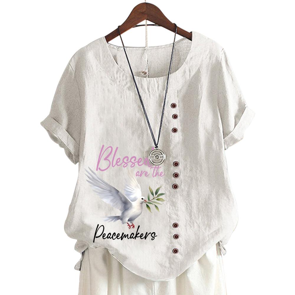 

Стильный женский хлопковый топ с короткими рукавами и круглым вырезом с 11 цветочными принтами S белый