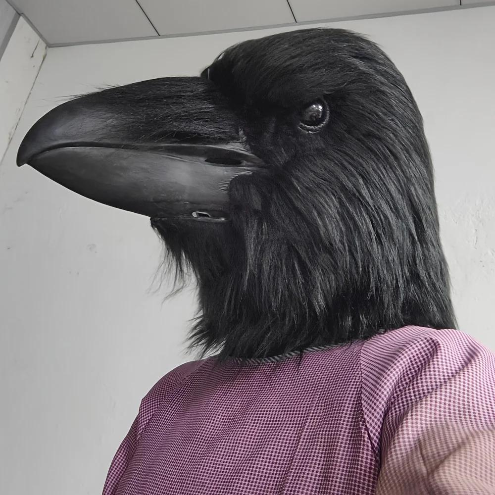 Realistic Raven Mask - Black Bird Design Full Headgear for Halloween, Carnival, and Costume Parties, For Role-Playing and Pranks