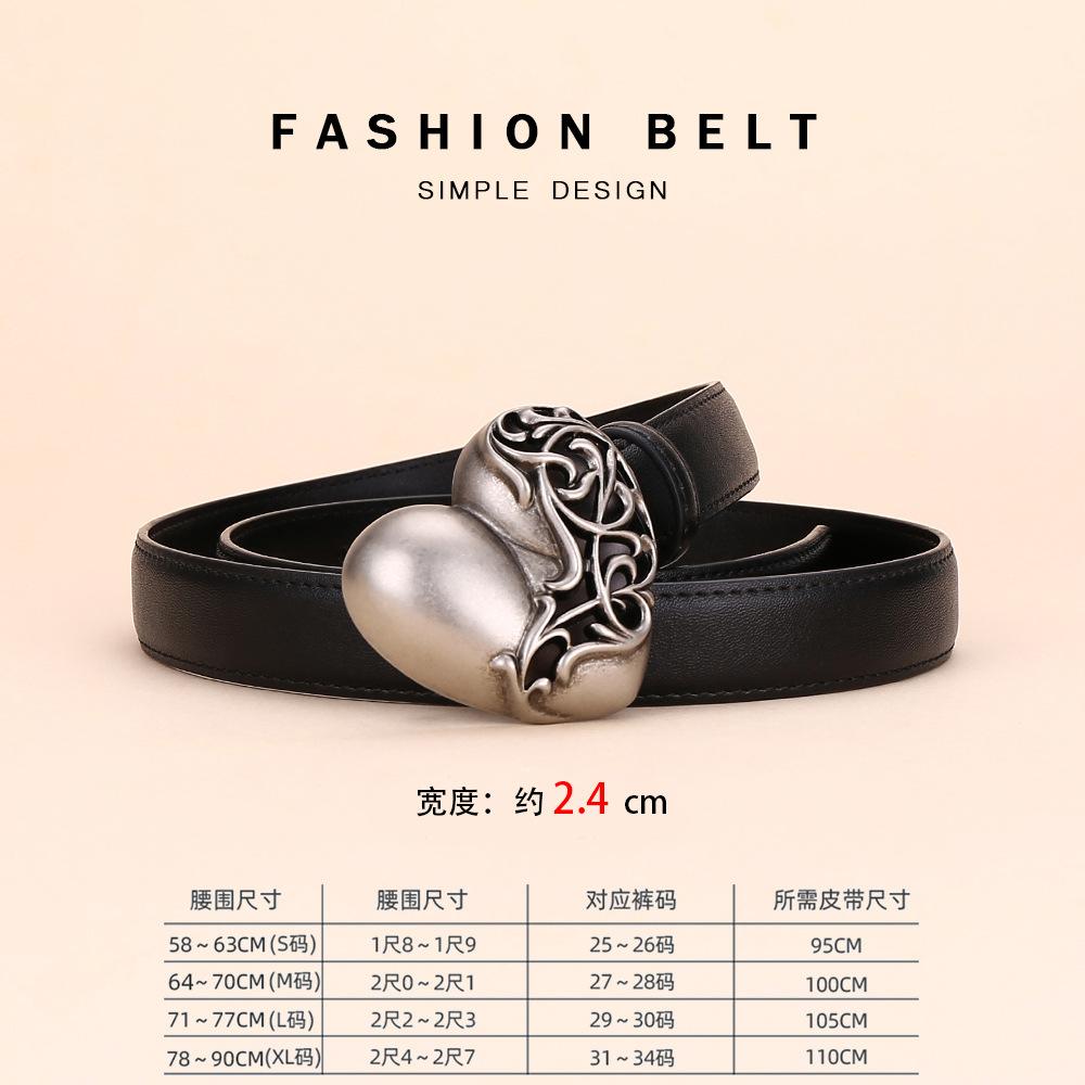 Leather Belt Women'S High-End Women'S Belt Women'S Decorative Jeans Belt Retro Hollow