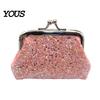 Compact Coin Holder Sequined Pouch, Women Glitter Mini Change Fashionable Wallet Purse with Kiss Lock Closure for Coins Cash Jewelry