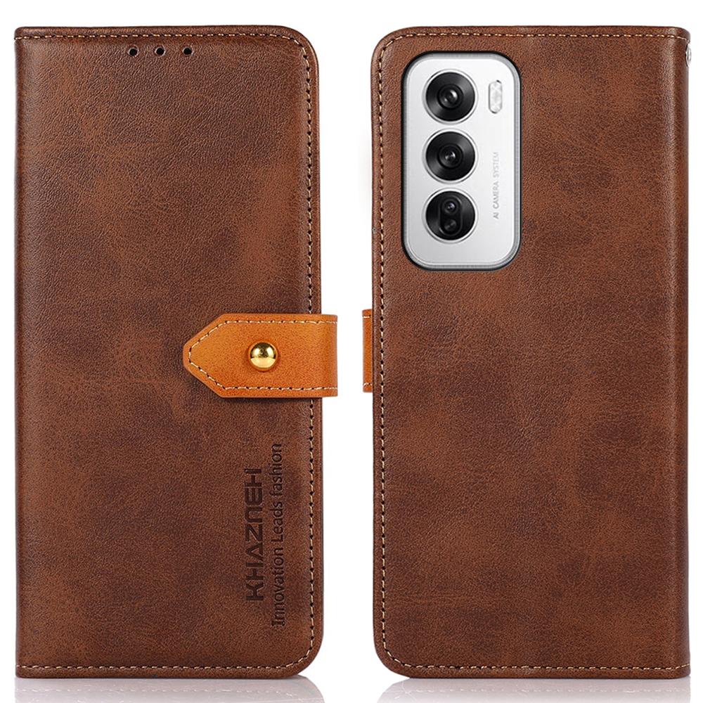 

ХАЗНЕХ для Oppo Reno12 5G (Глобальный) Чехол-подставка Кожаный кошелек Чехол для телефона Brown