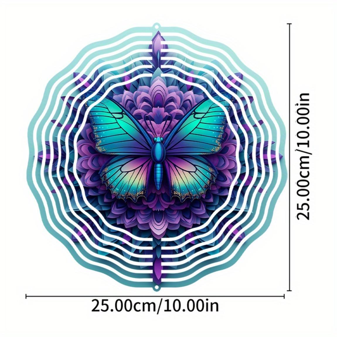 

Металлический колокольчик ветра 10 дюймов с дизайном бабочки, яркий фиолетовый и бирюзовый, уличное искусство для сада, патио или крыльца, подарок на Рождество, День Благодарения
