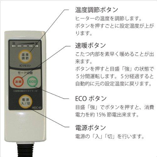 METRO (METRO) 3m Kotatsu Cord with Quick Heat Button, Energy-Saving ECO Button, 5-Hour Shut-Off Timer, and Handheld Temperature Control (PC-KEC43(S))
