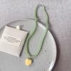 Candy Color Beaded Necklace Niche Design Fashion and Versatile Heart-shaped Necklace Women Girls Sweet Collarbone Chain Jewelry