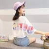 loose short back for long long cut and quick white [Bubu Ohana] T-shirt, fitting, casual, sleeves, print, women, spring, summer, autumn, winter,