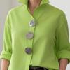 Women Shirt Lapel Long Sleeve Loose Fit Shirt Tops Metal Buttons Pure Color Summer Shirt Work Parties Casual Wear