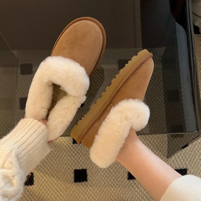 Northeast short boots snow boots women's winter fur integrated 2025 new one-pedal lazy fluffy shoes velvet cotton shoes