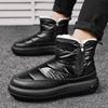 Fashion Men Boots Waterproof Winter Boots Snow Warm Fur Men Shoes Ankle Boots Slip On Casual Non-slip Comfortable Hiking Shoes Black