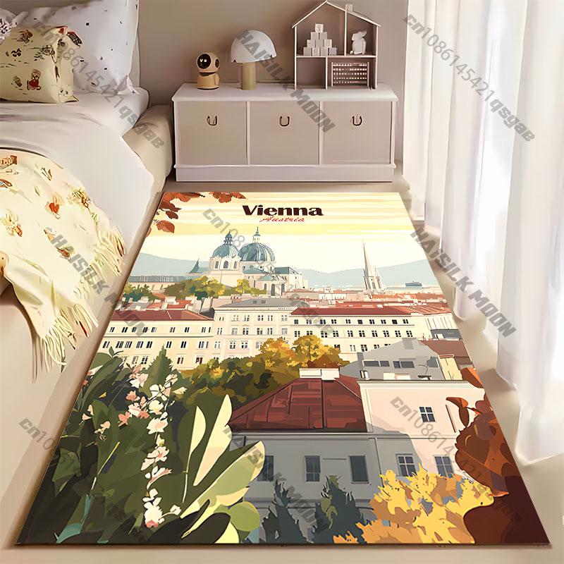 Historic Vienna cityscape architecture carpet Yoga living room room decor children's crawling mat doormat area rug