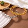 Women's Open Bangle Simple Plaid Titanium Steel Bracelet
