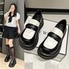 One-pedal Women's Spring New Trendy with Small Thick-soled Muffin British Small Leather Shoes Women's Single Shoes