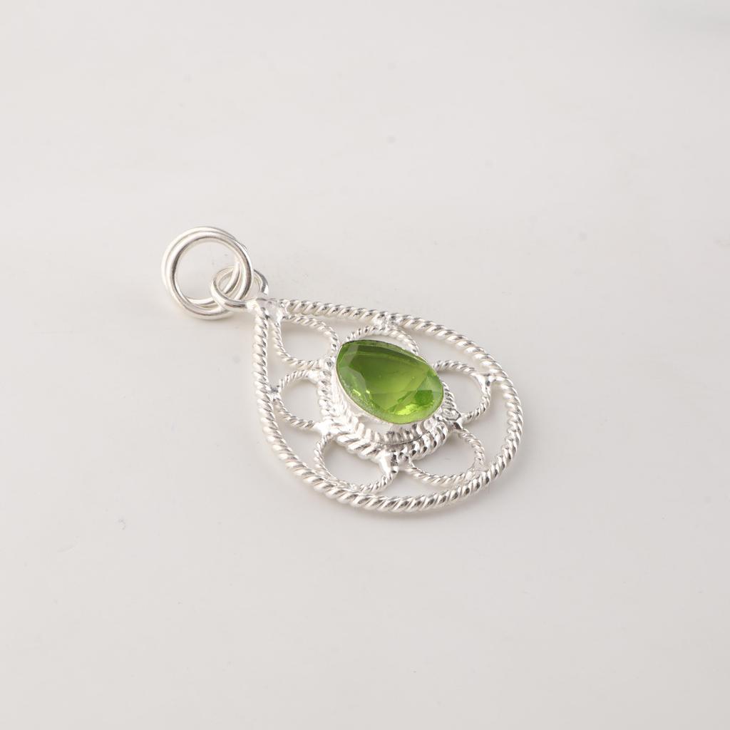 Peridot Gemstone 925 Stamped Silver Designer Handmade Pretty Pendant 1.40" For Anniversary Gift PP-19-9