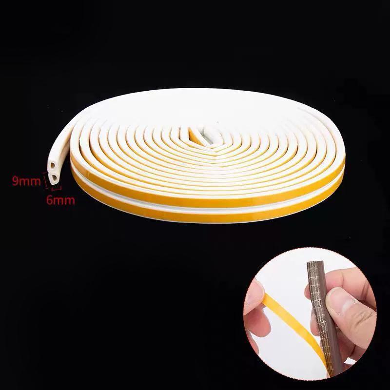

10м/20м/50м Д-образный дверной уплотнитель 4 цвета Самоклеящийся резиновый оконный уплотнитель Теплоизоляция Пылезащитный 6mm&9mm&10M белый