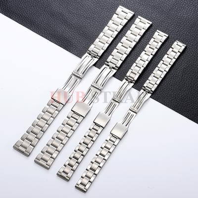 14mm 16mm 18mm 20mm 22mm Stainless Steel Watch Band Universal Sliver Strap Folding Clasp Bracelet Replacement Wristband