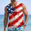 Men’s Sleeveless V Neck Tank Top with Tropical Tree and Flag Print Casual Lightweight Summer Shirt
