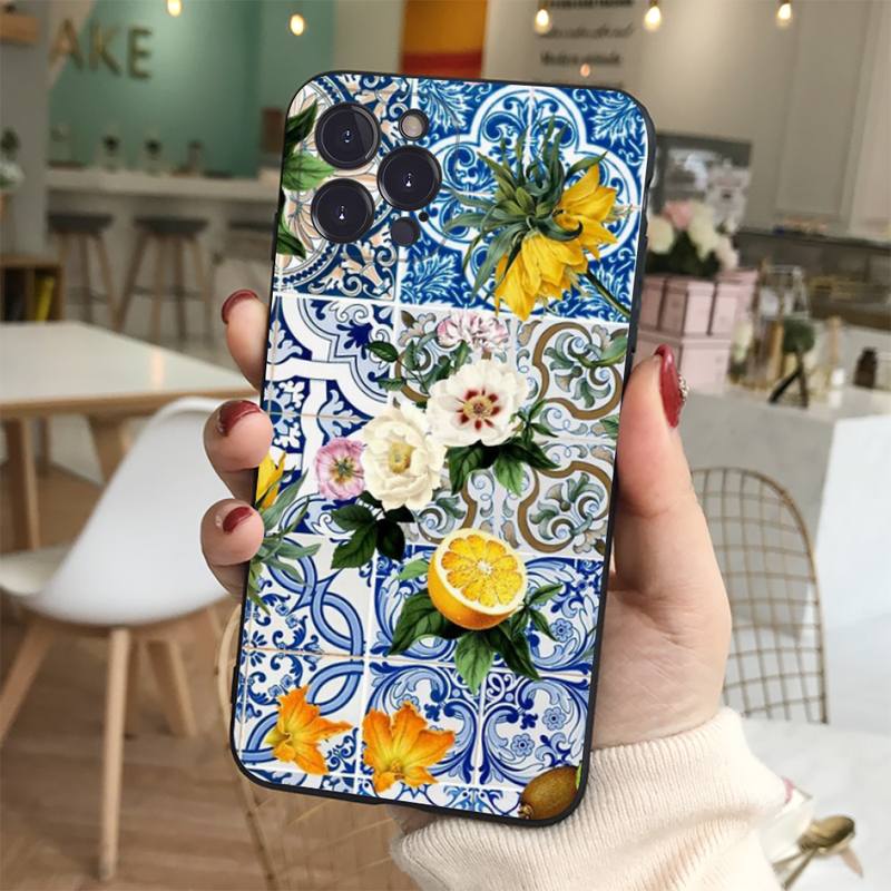 Mediterranean Lemon Phone Case For iPhone 14 11 12 13 Mini Pro XS Max Cover 6 7 8 Plus X XR SE 2020 Funda Shell