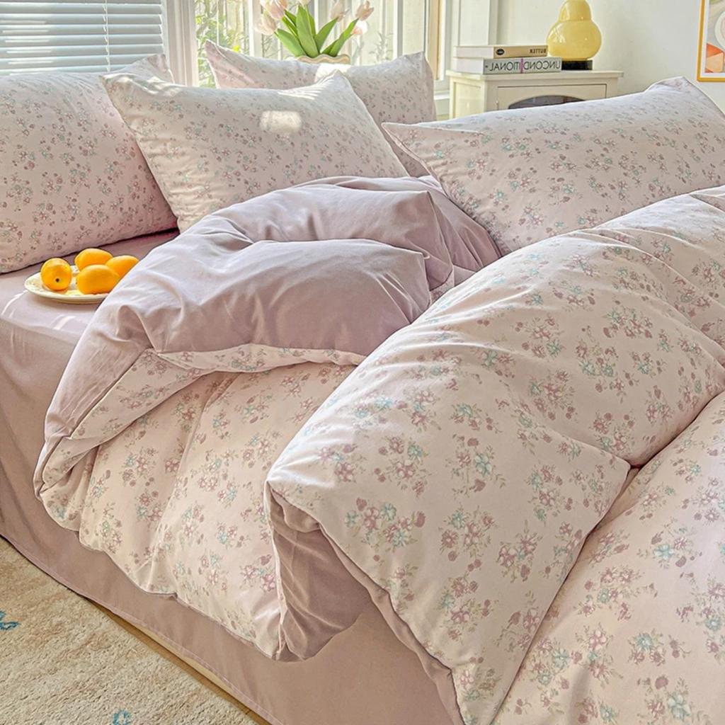 HOMZY Washed Cotton Double Yarn Single Quilt Cover Simple Wind Ins Wind Small Floral Korean Version Duvet Skin Friendly Bedding