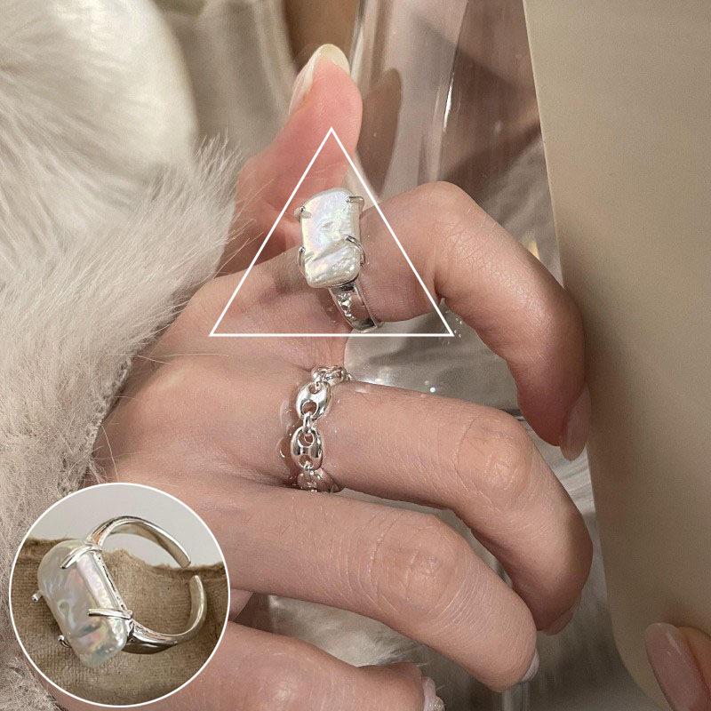 S925 Silver-Plated Creative Teardrop Ring for Women - European/American Open Design