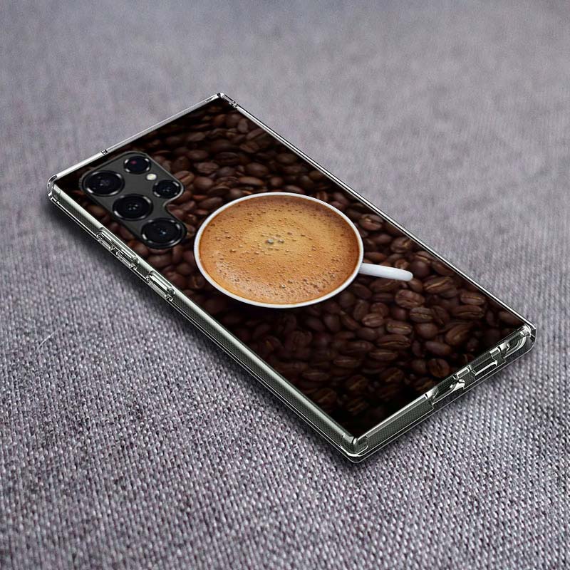 Newly Baked Coffee Beans Clear Phone Case for Samsung Galaxy S24 S23 S21 Plus S20 FE S22 S26 Ultra S25 Edge TPU Capa Cases Cover