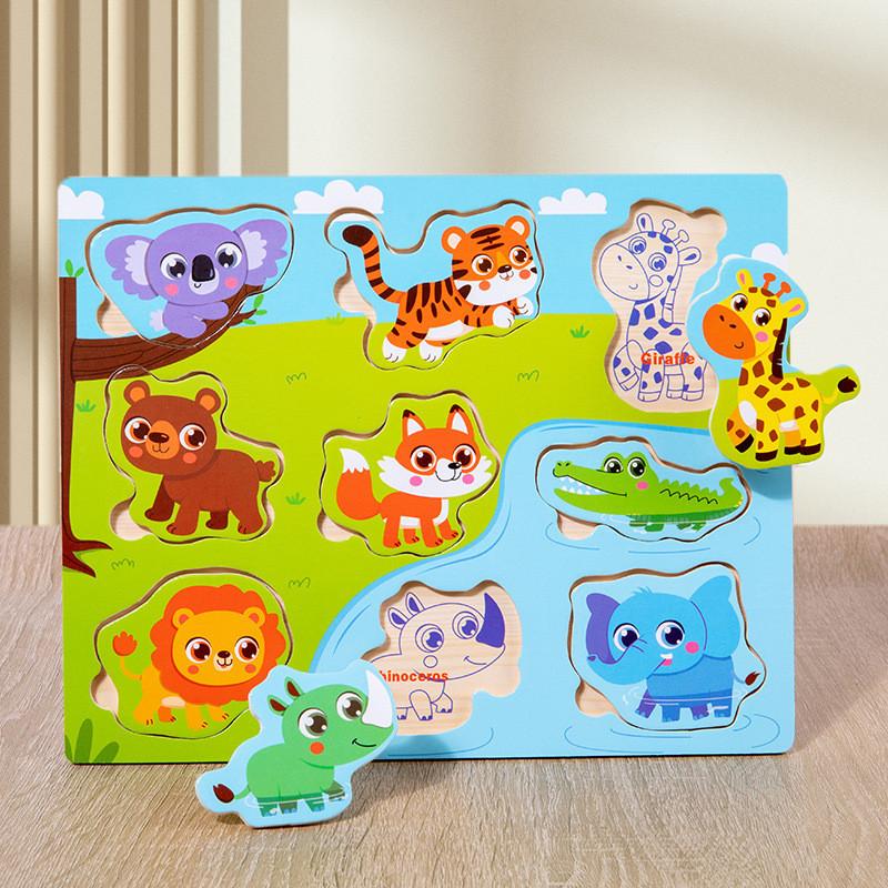 Wooden Educational Puzzle For Kids With Fruits Animals And Numbers For Early Learning Animal