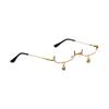 Japanese Water Drop No-Lens Lower Frame Glasses with Chain for Literary and Two-Dimensional Decorative Style