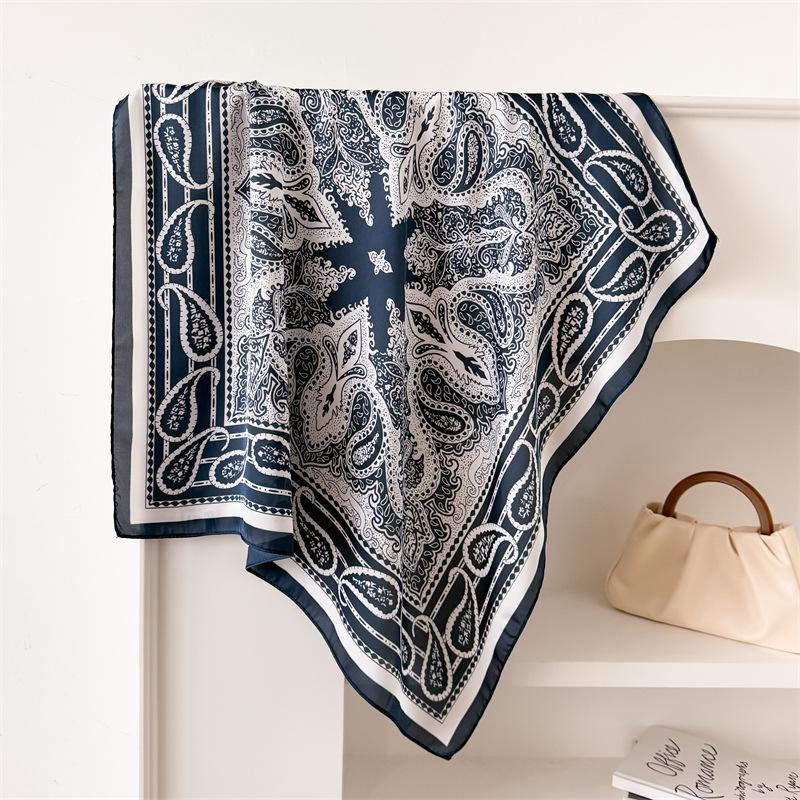 New cashew herringbone and linen small square scarf silk scarf imitation velvet scarf shawl sun protection scarf women's