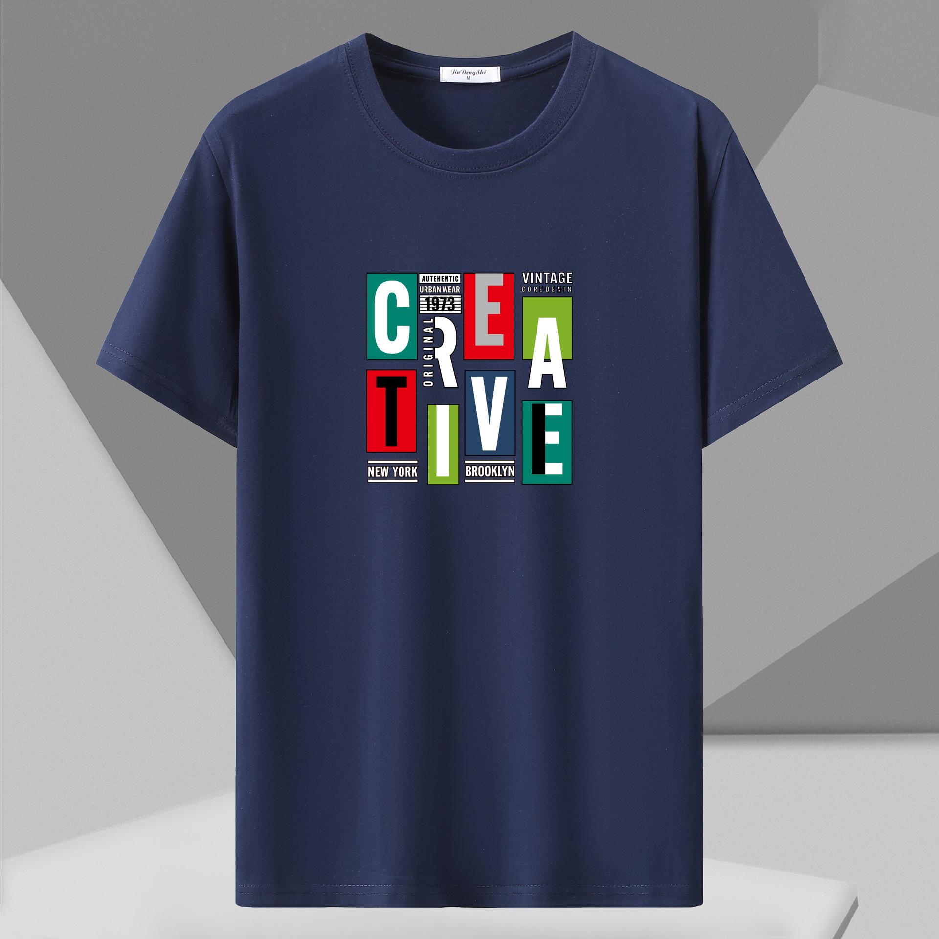 Футболка свободного покроя из чистого хлопка 12XL с графическим принтом M темно-синий 1450₽