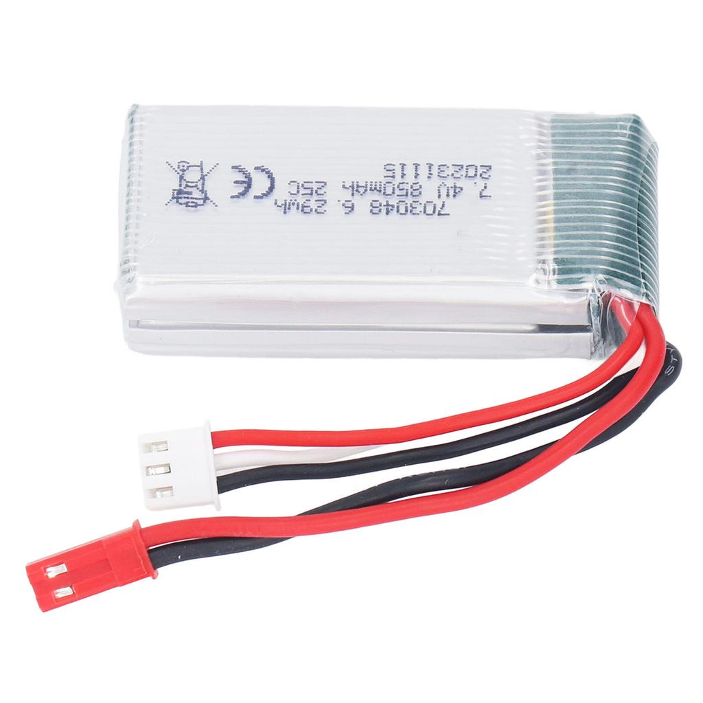 Baterie Litiu 7.4V 850mAh cu Mufă JST Roșie de Înlocuire 703048 Baterie Litiu pentru Avion RC WLtoys V912 V262 V333 V353 BQ202