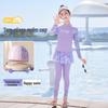 HuiLi 2025 Girls' Long-Sleeve Two-Piece Swimsuit Set for Middle School Students