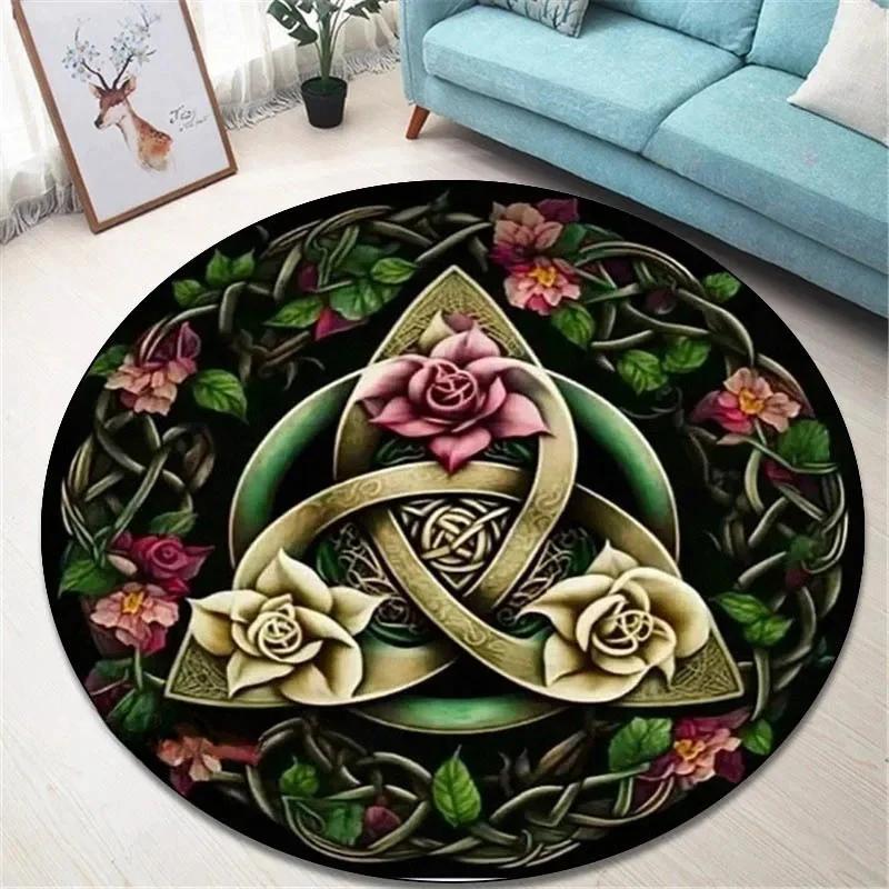 Runder Vintage-Teppich 'Baum des Lebens' für Wohnzimmer und Schlafzimmer Eleganter rutschfester Teppich Stilvolle dekorative Bodendekoration Perfektes Geschenk