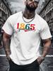 Unisex Cream Tee 1865 Juneteenth Heart Letter Graphic Print Crew Neck Short Sleeve Summer Casual Male Cotton Street Daily Top