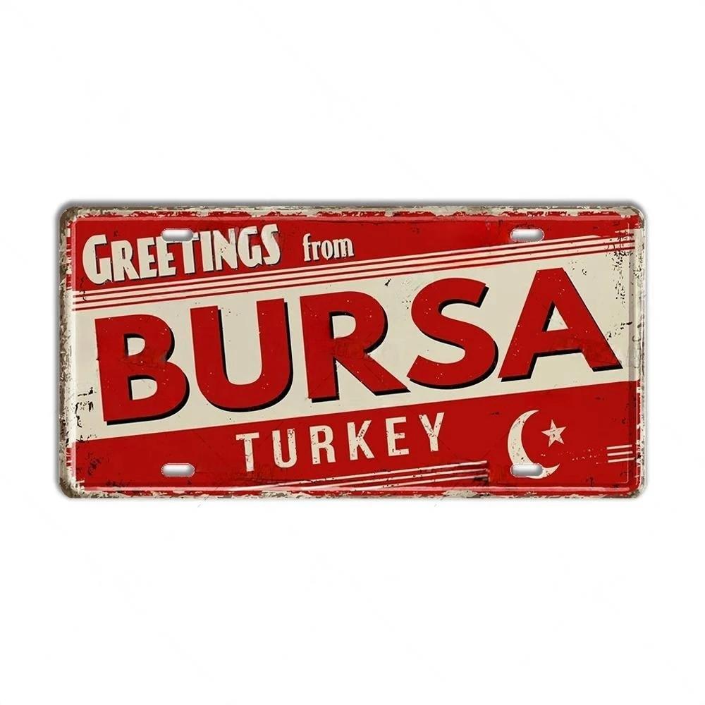 Placa de metal Turquia Portugal Placa de licença Portugal Marco Cidade Estado Placa decorativa Garagem Clube Caverna do homem Bar Pub Decoração de parede