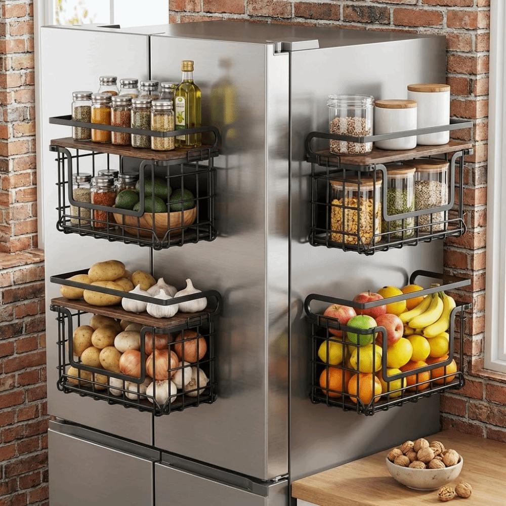 Punch Free Refrigerator Magnetic Shelf Carbon Steel Kitchen Storage Shelves for Kitchen