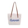 New Letter Tassel Canvas Bag Women's Versatile Largecapacity Simple Commuter Student Shoulder Tote Bag