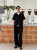 [CHANGE WELL] Men's 2025SS Fashion Summer Casual Lightweight Stretch 70D Nylon Quick-Drying Engineering Cut Short-Sleeve Shirt (BLACK, L)