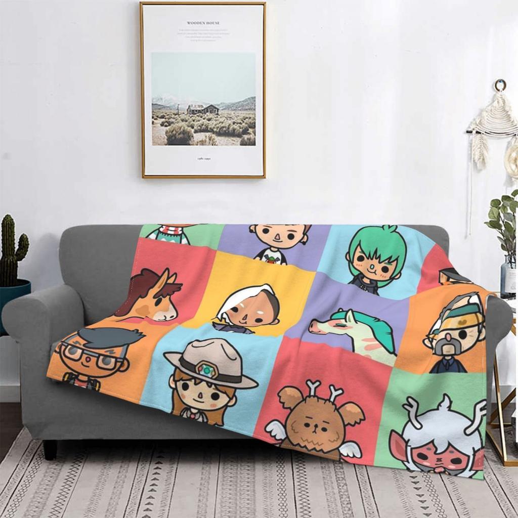 Toca Box Life World Anime Pletené deky toca boca hra kreslený Vlněná přehozová deka Domácí dekorace pohovky Měkké teplé přehozy na postel