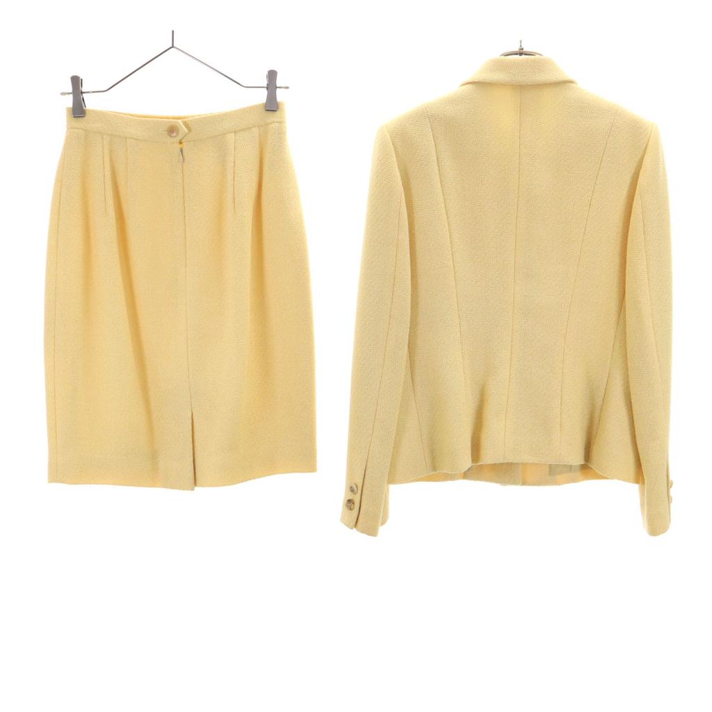 Aquascutum Wool Blend Made In Japan Skirt Suit Setup 9 Yellow Women Used