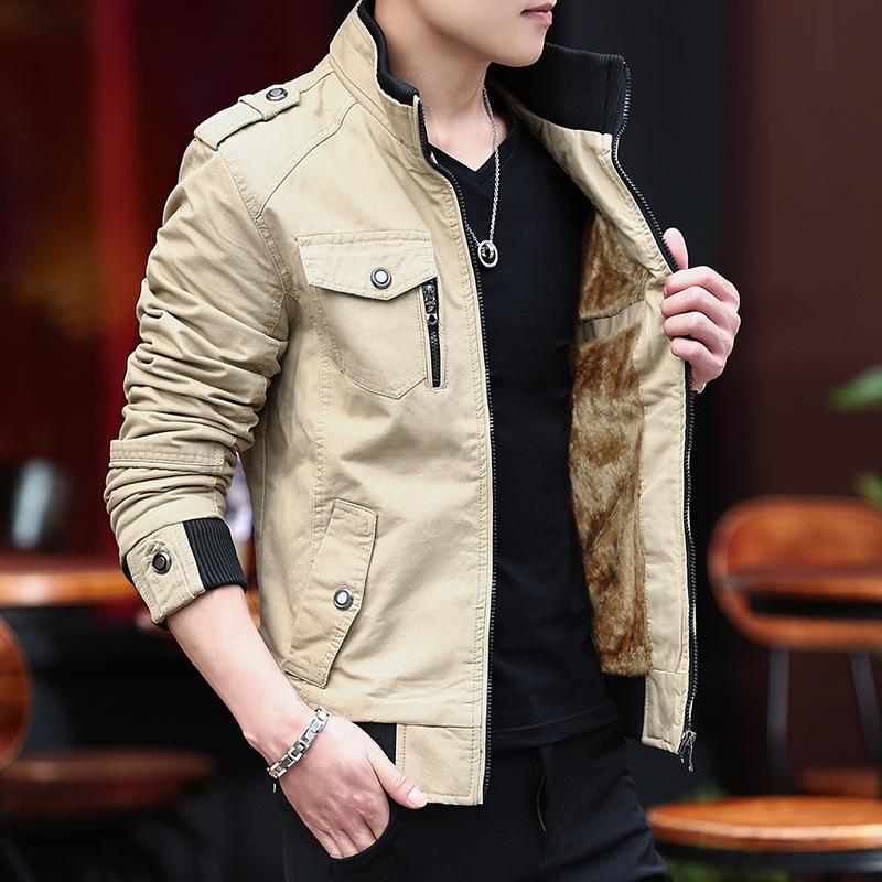 Men's 2024 Plus Size Autumn Casual Korean Style Slim Fit Cotton Military Jacket