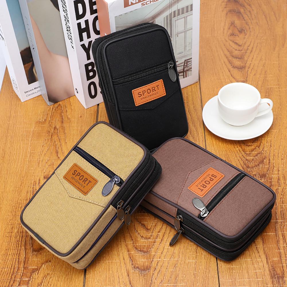 Men Slim Coin Purse Fashion Canvas Change Pouch with Multi Pockets Zipper Coin Purse Coin Pocket Bag for Coins for Best Gift