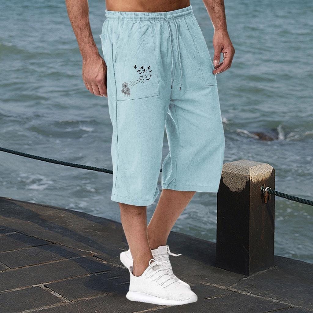 Lässige Sporthose aus Baumwolle und Leinen für Herren