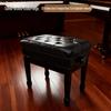 Oak Wood Piano Stool with Leather Seat and Horseshoe Legs for Children