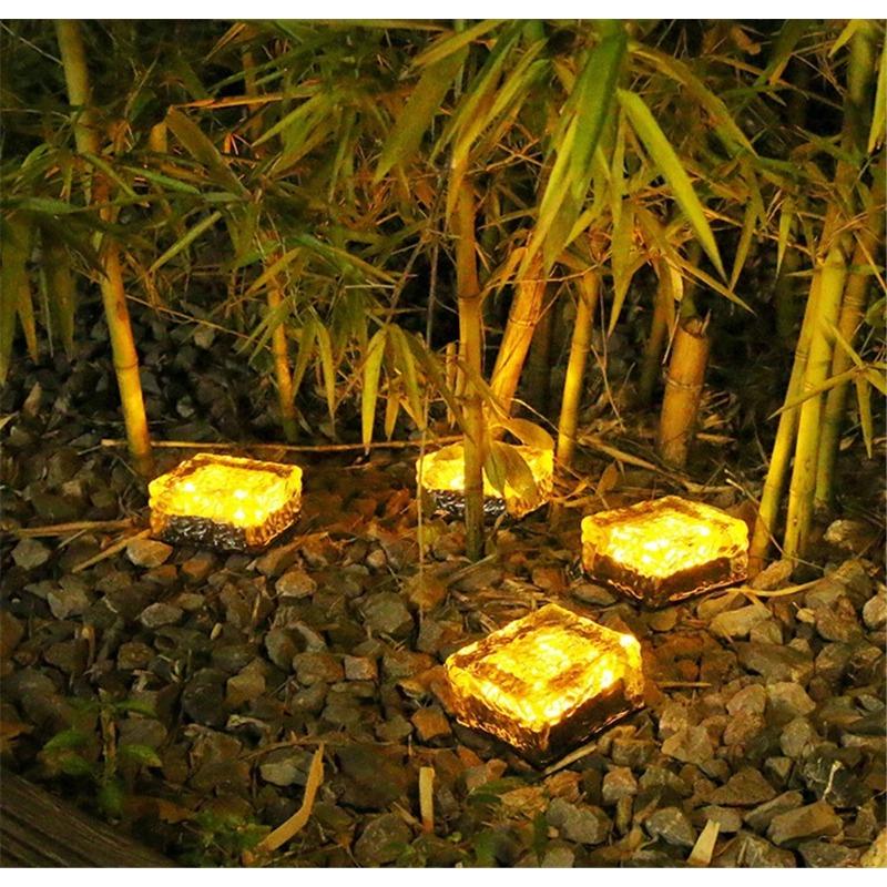 LED Solar Garden Light Brick Ice Cube Solar Lawn Lights Outdoor Christmas Decoration Lamp for Stair Pathway Driveway Landscape Yard Patio