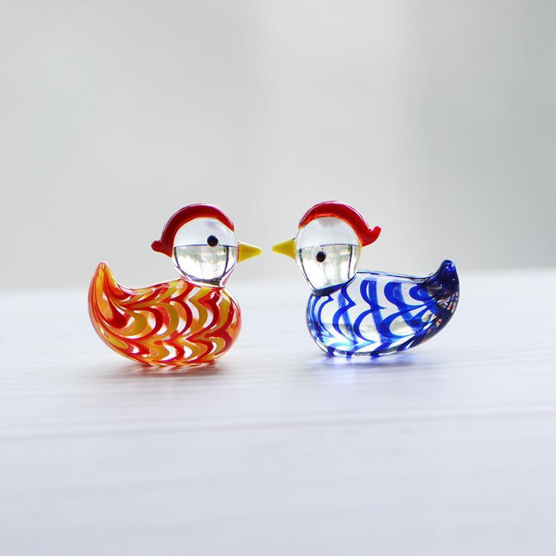 Mini Cute Glass Mandarin Duck Figurine Cartoon Animal Tiny Statue Craft Ornament Home Garden Micro Landscap Decor Accessories