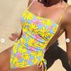 2025 Floral String One Piece Swimsuit Backless Sexy Swimwear Women Bathing Suit Female Swimming Summer Beachwear Bodysuit