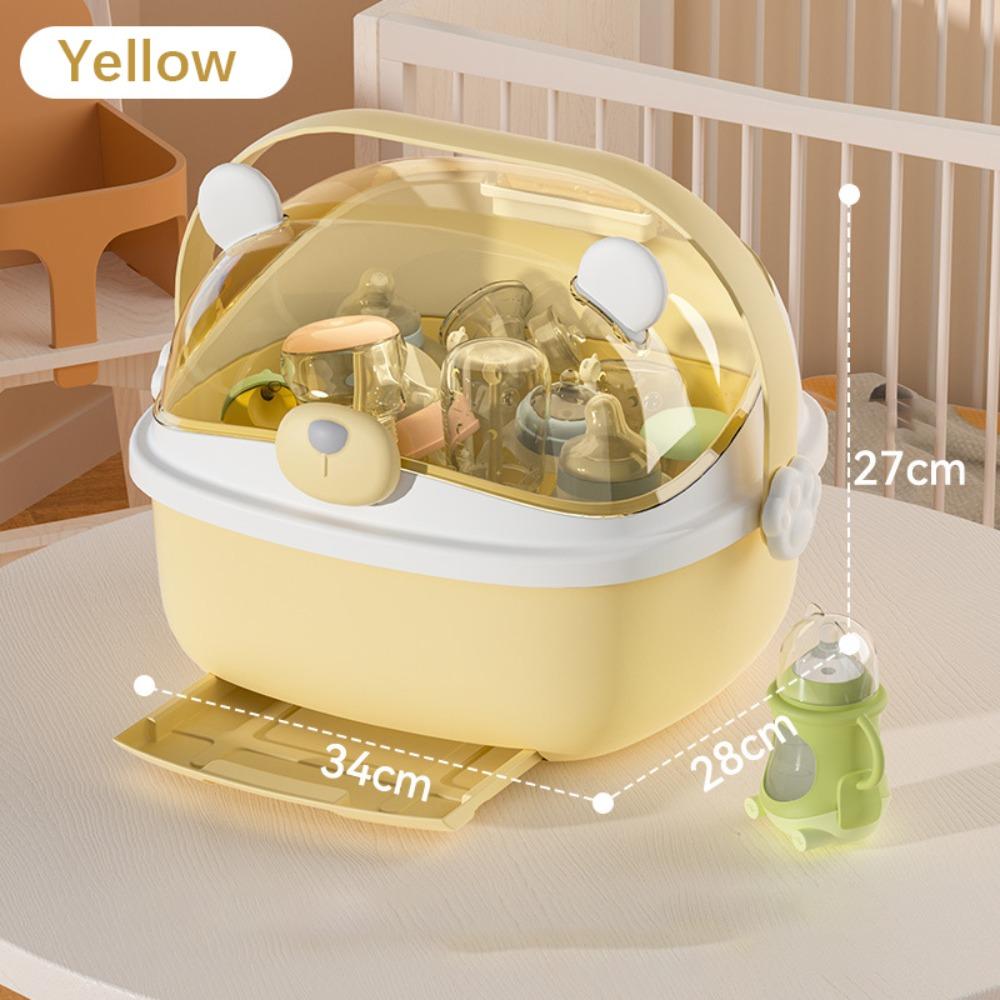 Drain Tray Baby Bottle Storage Box With Lid Tableware Storage Cabinet Baby Bottle жёлтый