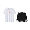 Li Ning Logo Printed Striped Comfortable Short Sleeve T-Shirt And Five-Point Shorts Casual Sports Set Unisex Sets YHST169-1+YAPV001-1