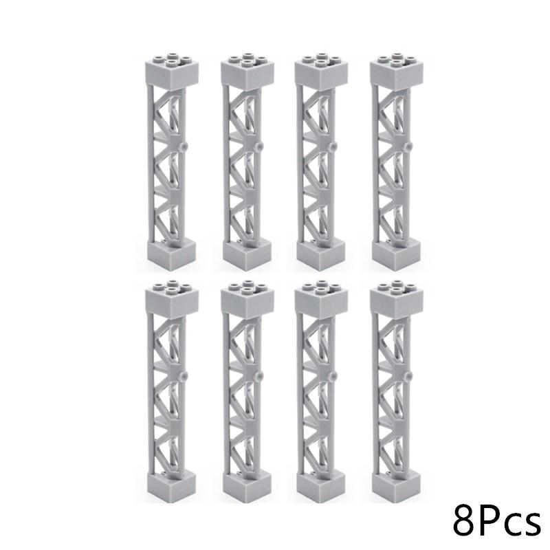 8-Pack Timeless Building Block Works With Universal 58827 Component Frame Pillars for Train Track Support Bracket