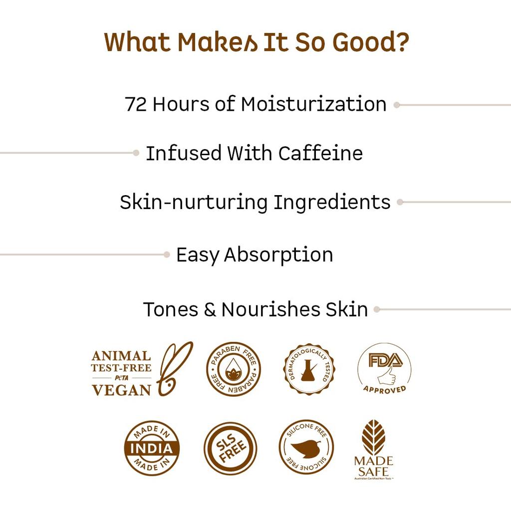 mCaffeine Body Butter for Dry Skin 100gm | Shea & Cocoa Butter Moisturizer for 72Hrs Hydration