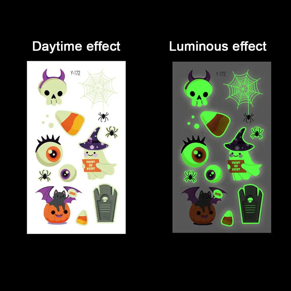 Spider Temporary Tattoo Sticker Realistic Waterproof Design Semi-Permanent Glow-in-the-darkScary Fake Tattoo for Halloween